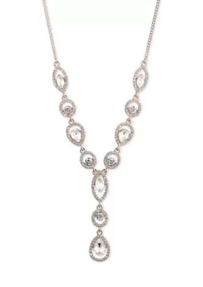 Gold Crystal Y-Necklace 