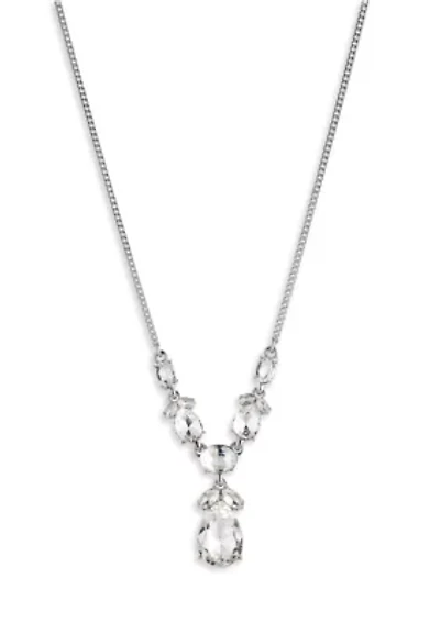 Silver Tone Crystal Y Necklace