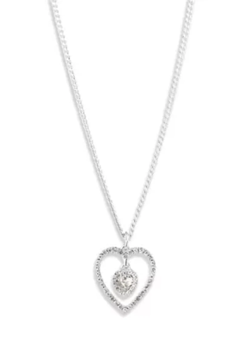 Pavé Crystal Heart Pendant Necklace