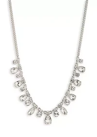 Crystal Silver Tone Frontal Necklace