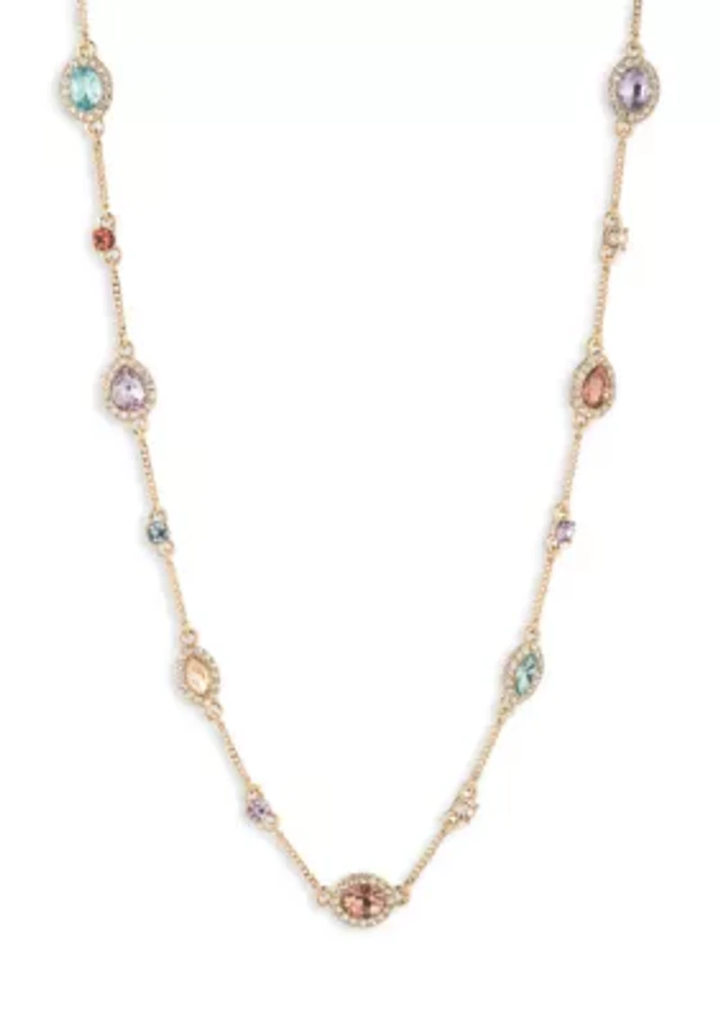 Multi Stone Station Collar Necklace