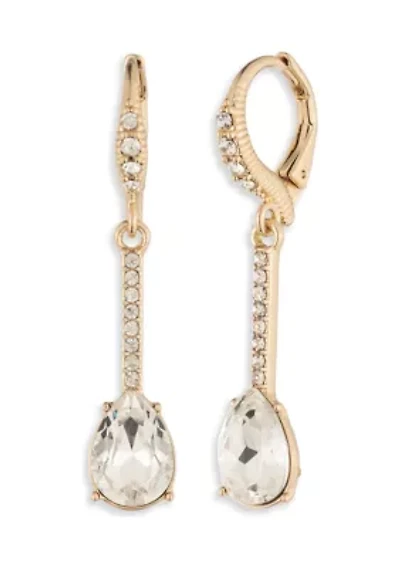 Gold-Tone Pavé Pear Crystal Drop Earrings