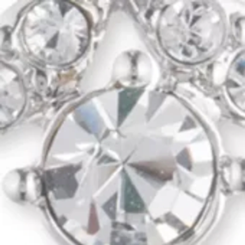   Silver Tone Crystal Linear Earrings 