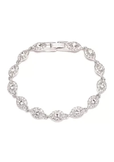 Silver Tone Crystal Stone Flex Bracelet