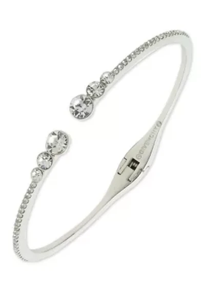 Silver Tone Pavé Cuff Bracelet