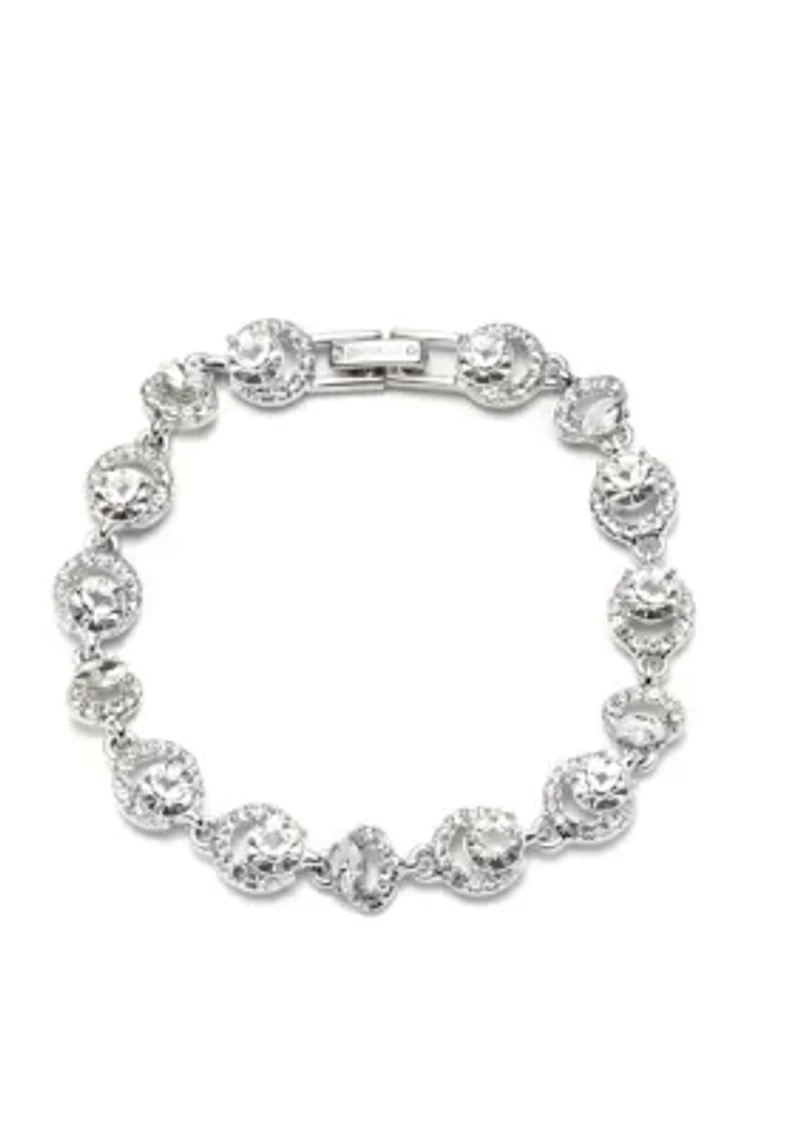 Silver Tone Round Crystal Flex Bracelet