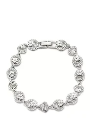 Silver Tone Round Crystal Flex Bracelet