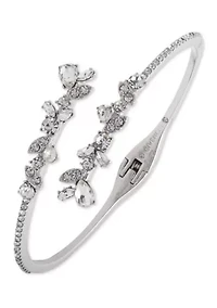 Silver Tone Floral Bypass Cuff Bracelet