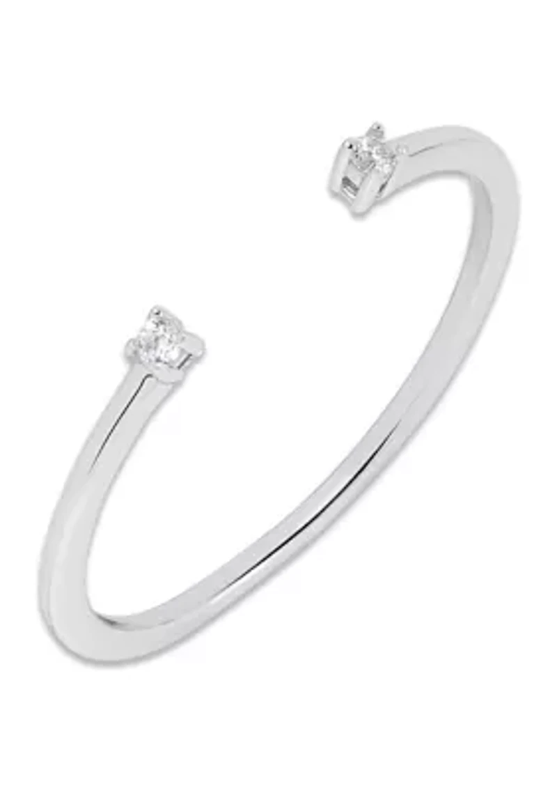 Open Band Cubic Zirconia Ring Sterling Silver