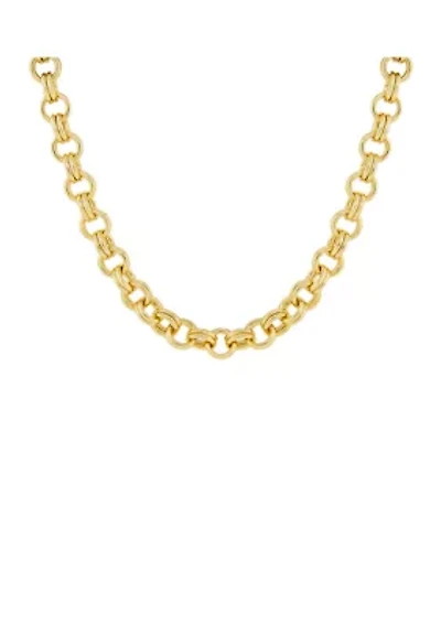 Plated Double Rolo Links 18in Chain Necklace