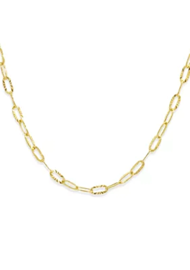 Sterling Silver Diamond Cut Oval Link Chain Necklace