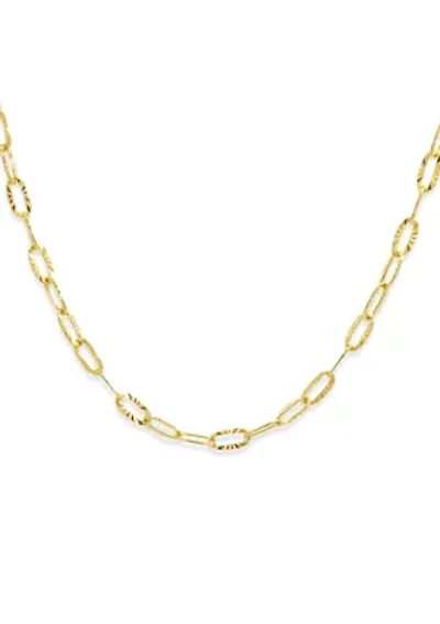 Sterling Silver Diamond Cut Oval Link Chain Necklace