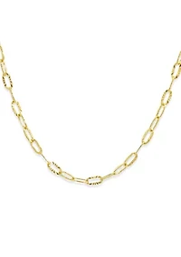 Sterling Silver Diamond Cut Oval Link Chain Necklace