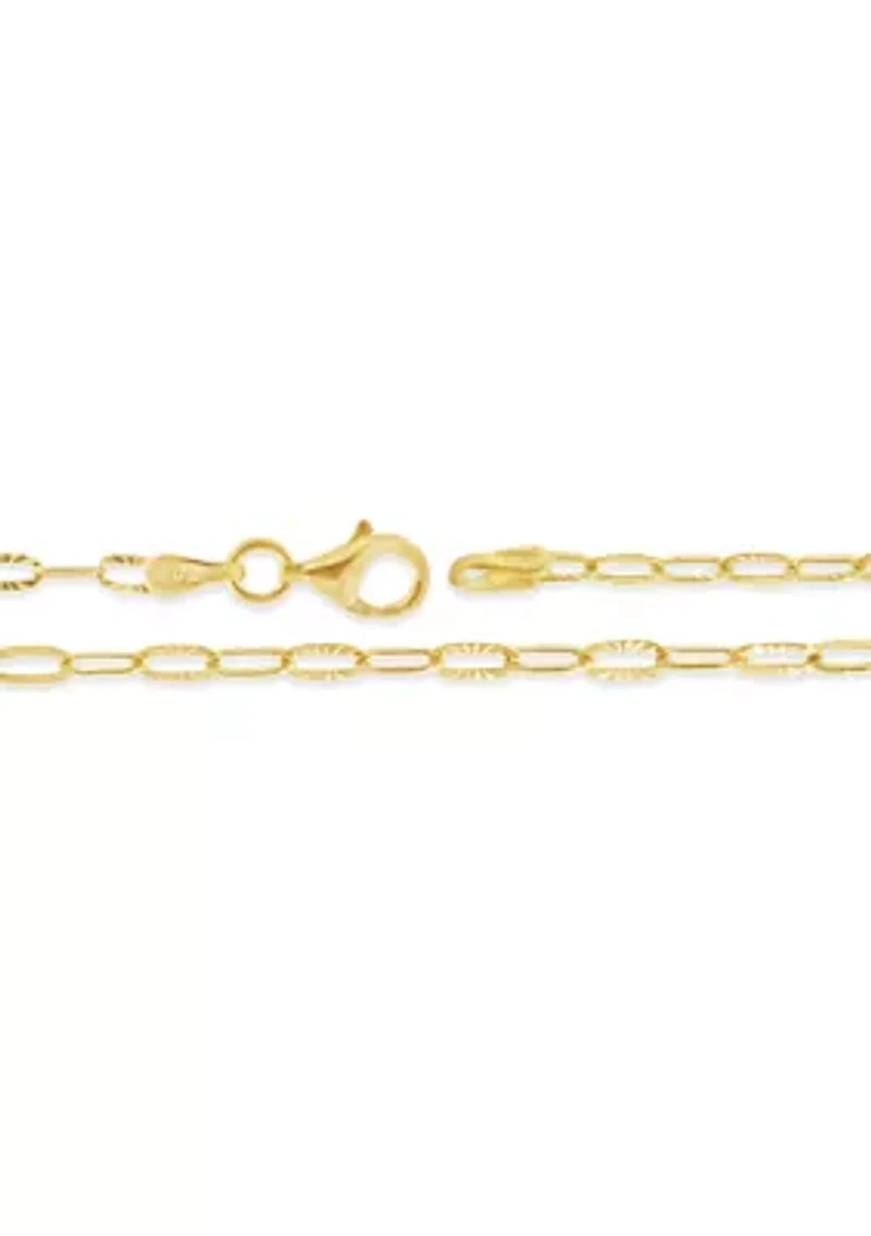 Sterling Silver Diamond Cut Oval Link Chain Necklace