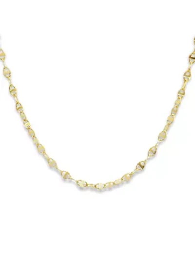 Sterling Silver Polished Flat Valentino Link Chain Necklace