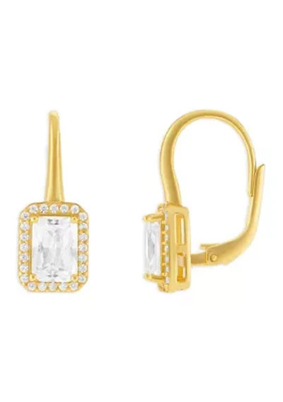 Sterling Silver Pavé Cubic Zirconia Drop Earrings