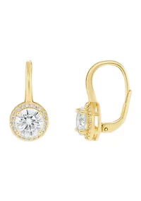 Sterling Silver Round Cubic Zirconia Drop Earrings