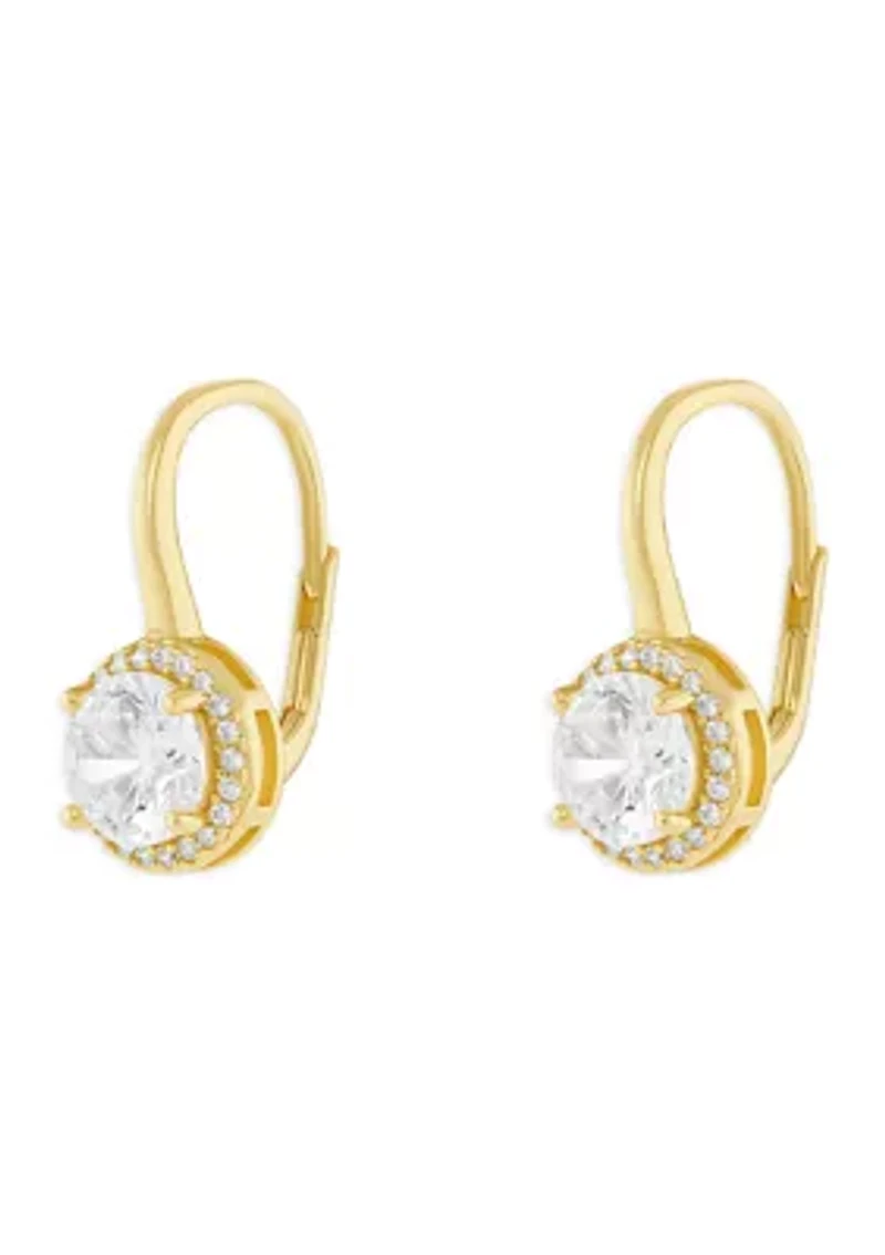 Sterling Silver Round Cubic Zirconia Drop Earrings