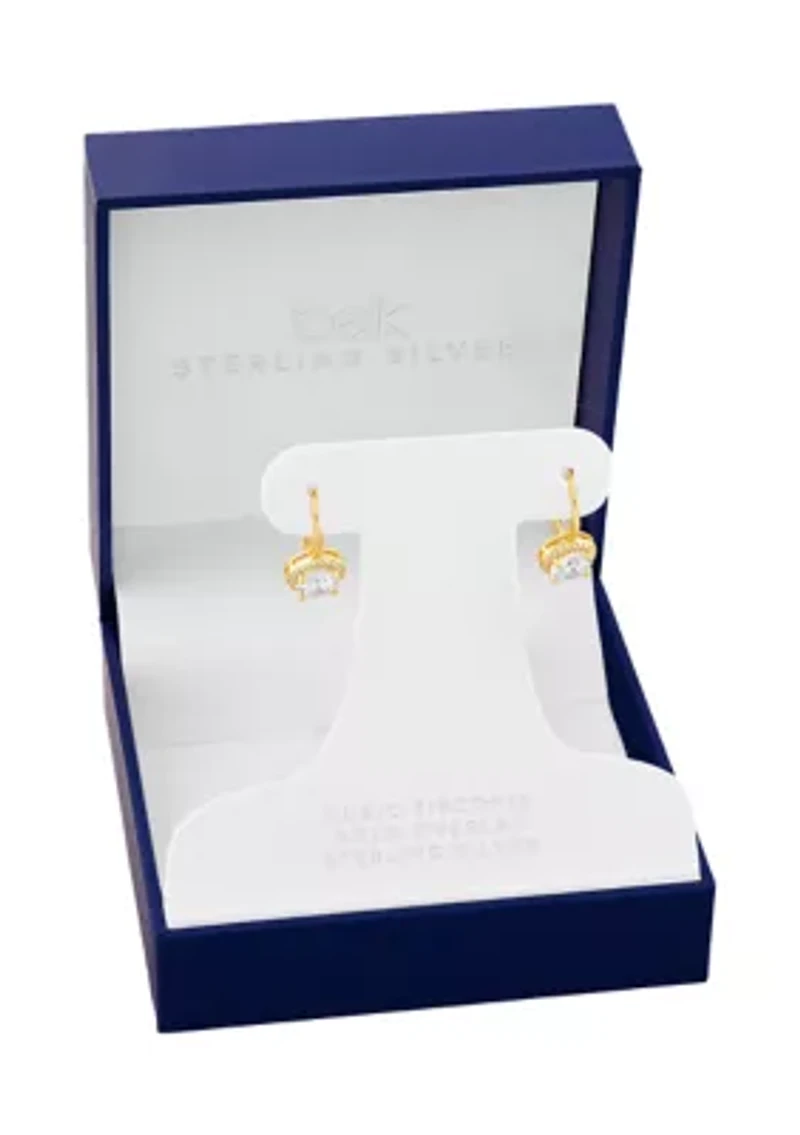 Sterling Silver Round Cubic Zirconia Drop Earrings
