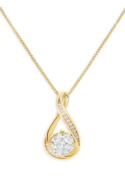 Sterling Silver Cubic Zirconia Infinity Pendant Necklace