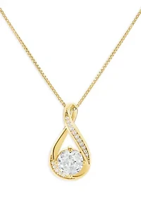 Sterling Silver Cubic Zirconia Infinity Pendant Necklace