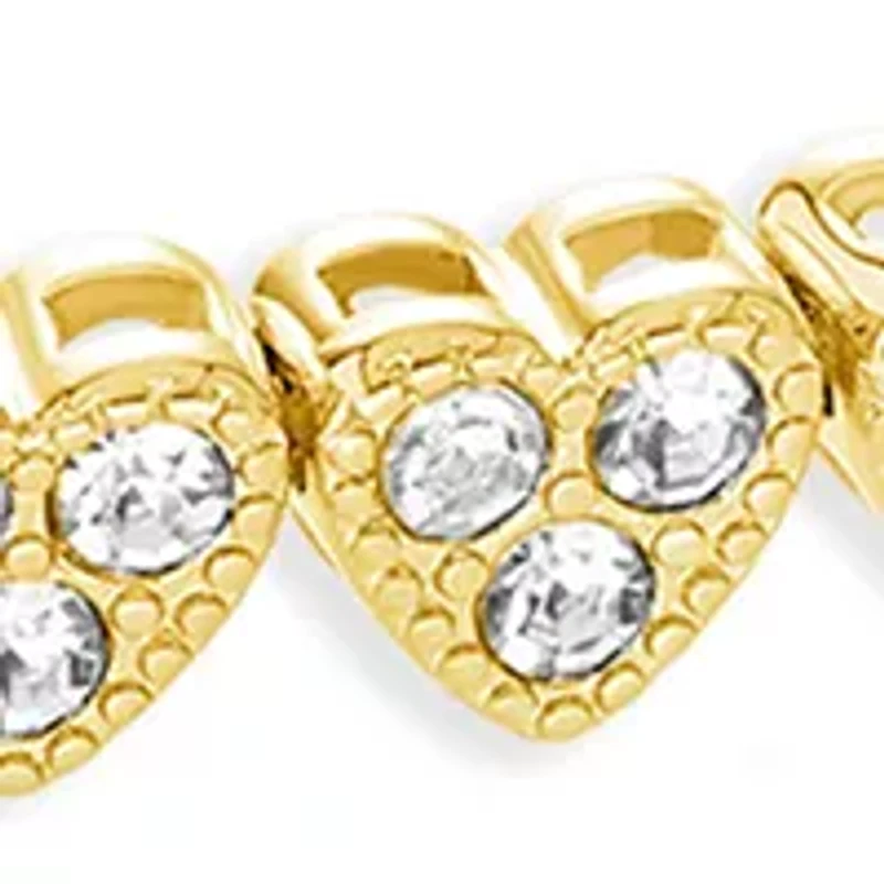 Clear Crystal Pavé Hearts Adjustable Bracelet