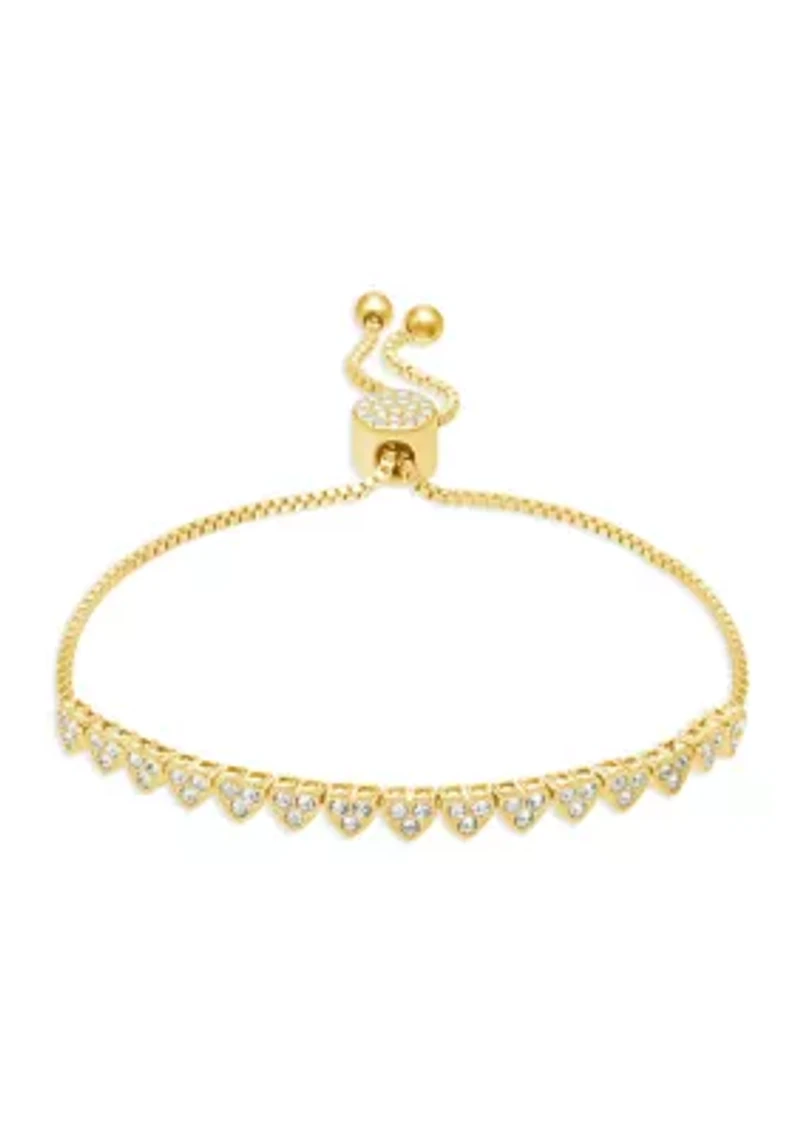 Clear Crystal Pavé Hearts Adjustable Bracelet