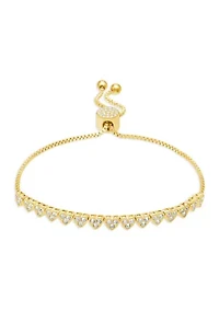Clear Crystal Pavé Hearts Adjustable Bracelet