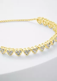 Clear Crystal Pavé Hearts Adjustable Bracelet