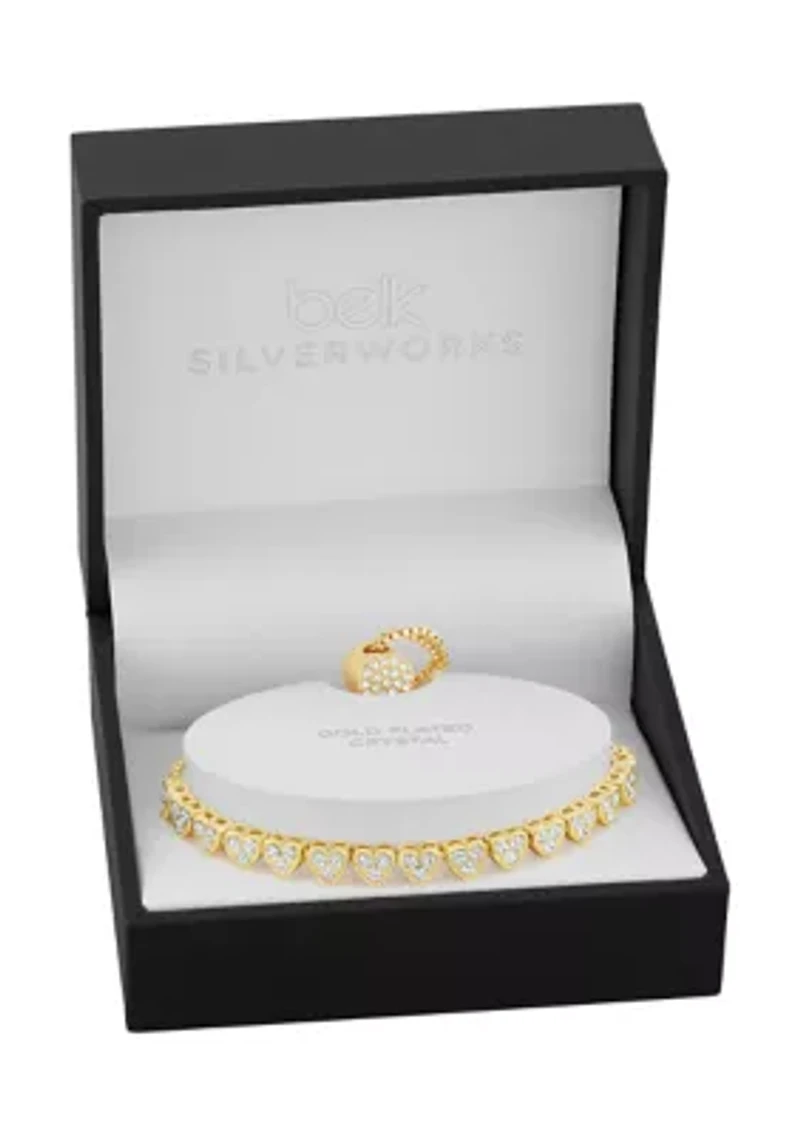 Clear Crystal Pavé Hearts Adjustable Bracelet