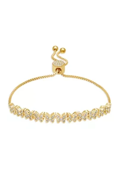 Clear Crystal Pavé Butterflies Adjustable Bracelet