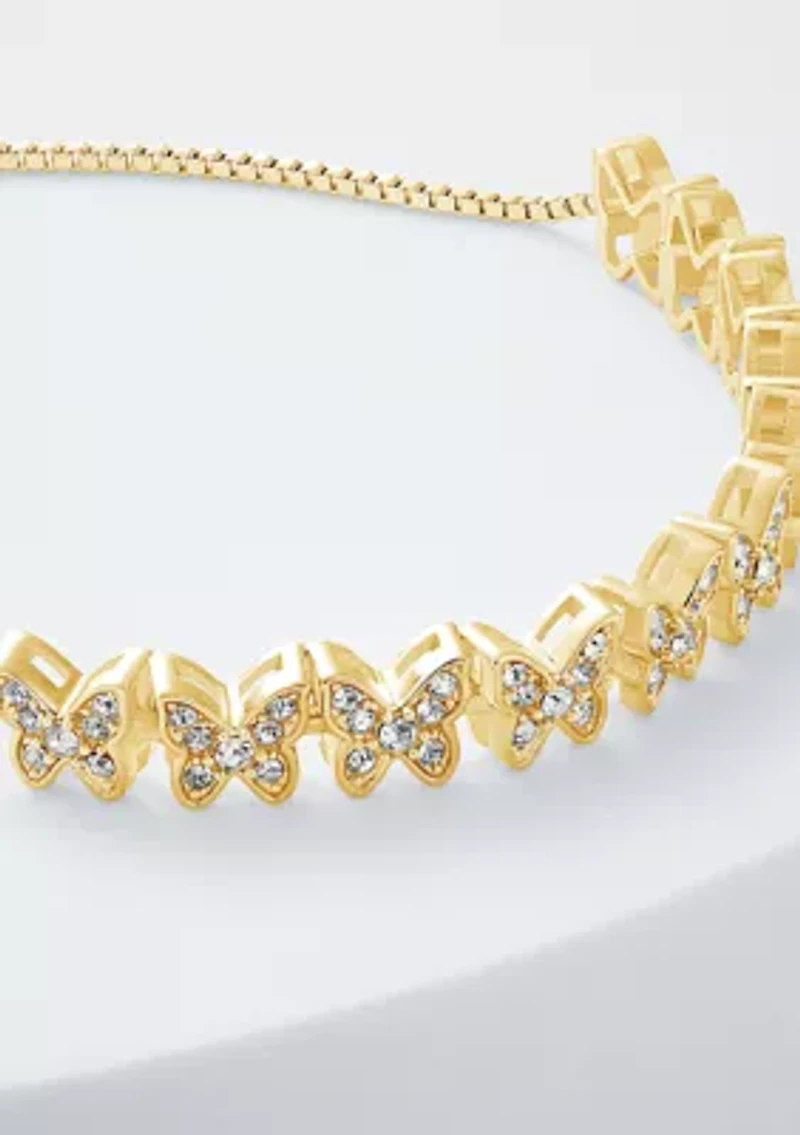 Clear Crystal Pavé Butterflies Adjustable Bracelet