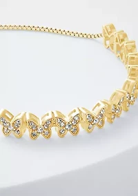 Clear Crystal Pavé Butterflies Adjustable Bracelet