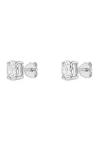 Sterling Silver Cubic Zirconia Oval Stud Earrings
