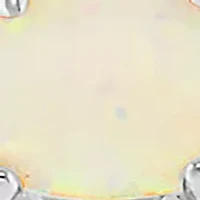 Sterling Silver Oval Opal Cubic Zirconia Stud Earrings