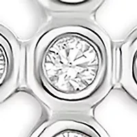 Sterling Silver Cubic Zirconia Bezel Cross Stud Earrings