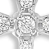 Sterling Silver Cubic Zirconia Cross Stud Earrings