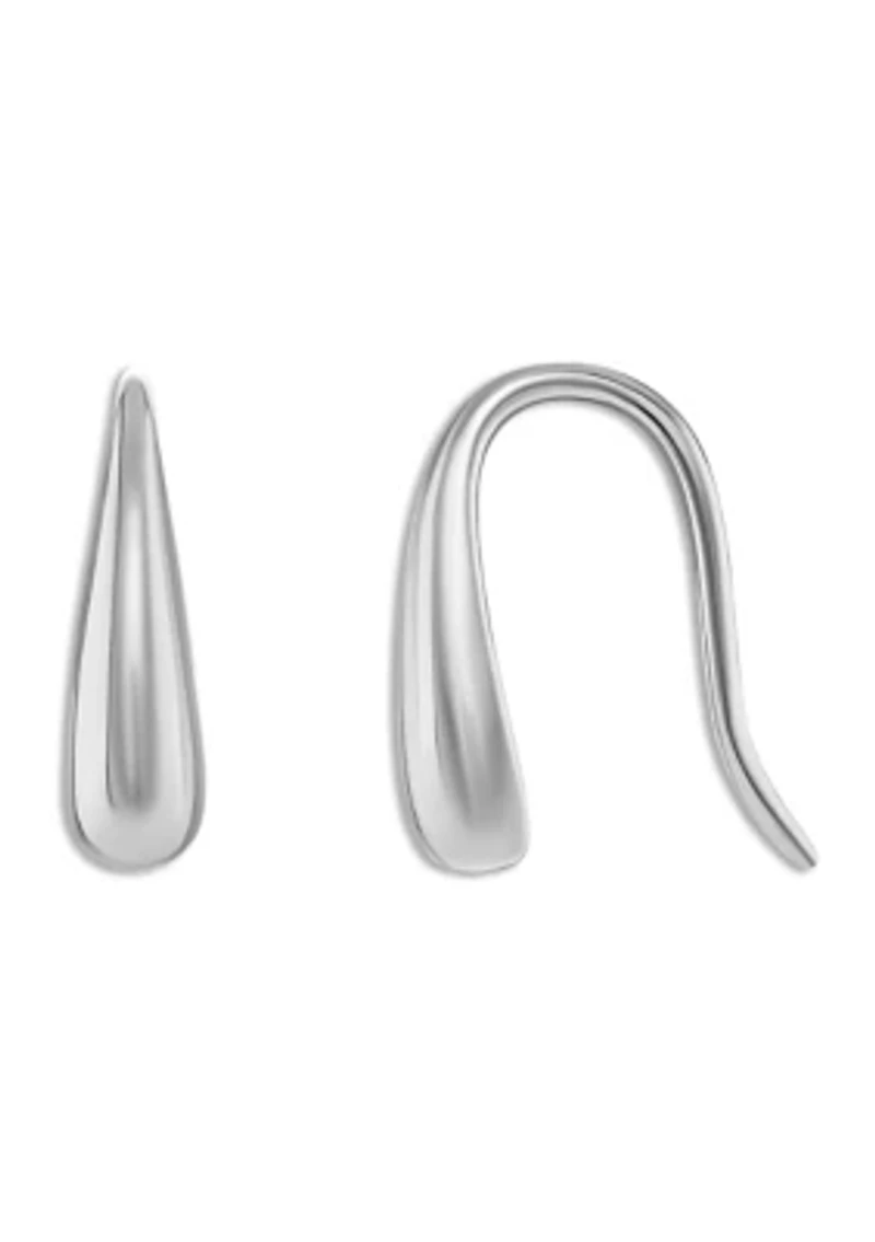 Sterling Silver Polished Teardrop Threader Earrings