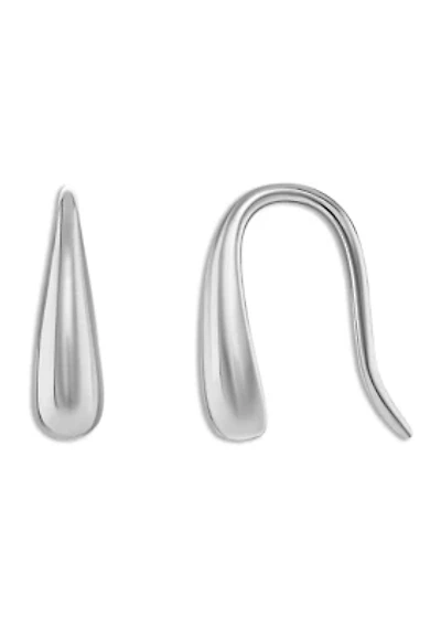 Sterling Silver Polished Teardrop Threader Earrings