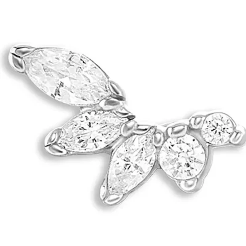 Sterling Silver Marquise Cubic Zirconia Crawler Stud Earrings