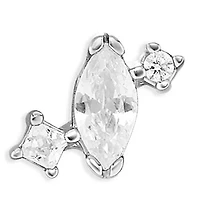   Sterling Silver Marquise Square Round Cubic Zirconia Cluster Stud Earrings 