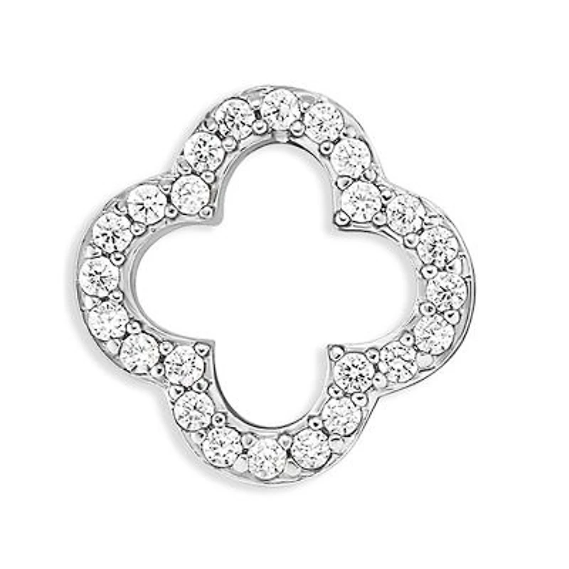 Sterling Silver Pave Cubic Zirconia Quatrefoil Stud Earrings