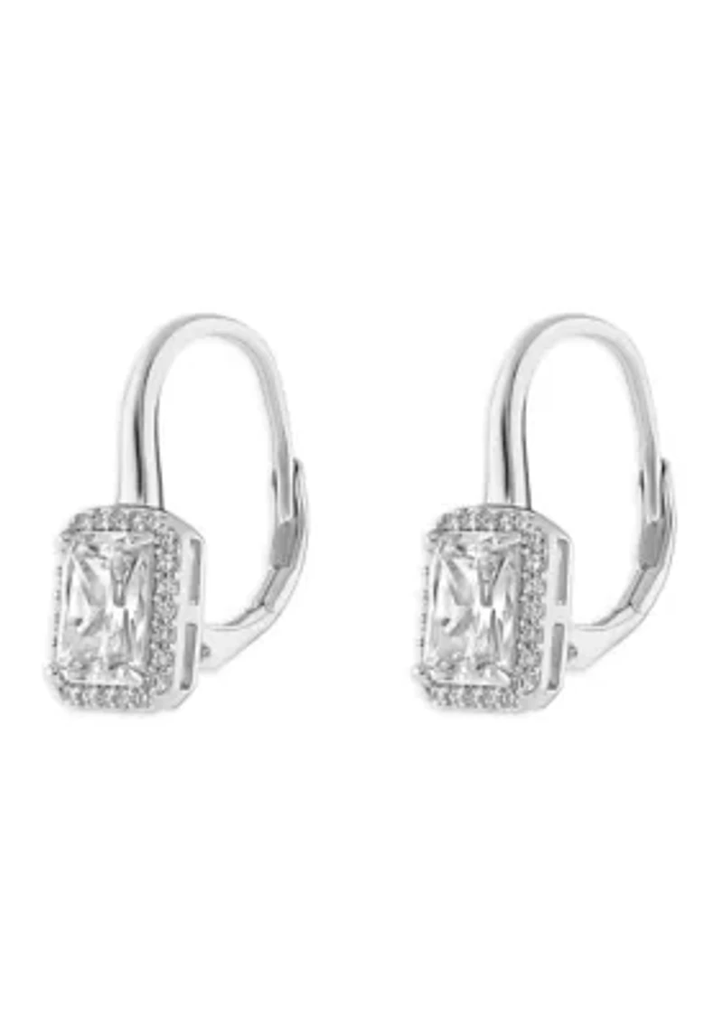 Sterling Silver Pavé Cubic Zirconia Drop Earrings