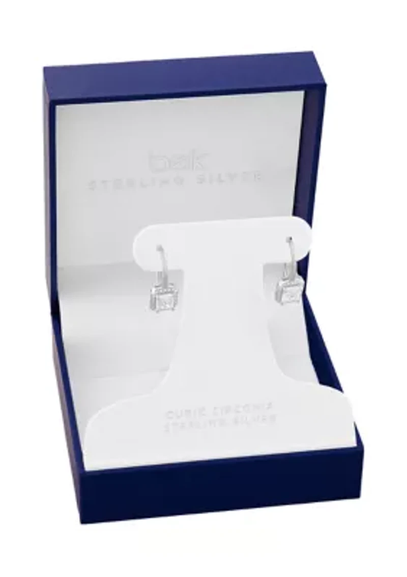 Sterling Silver Pavé Cubic Zirconia Drop Earrings