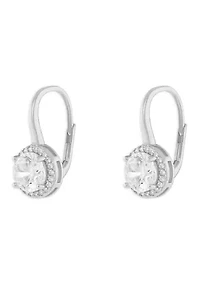 Sterling Silver Round Cubic Zirconia Drop Earrings