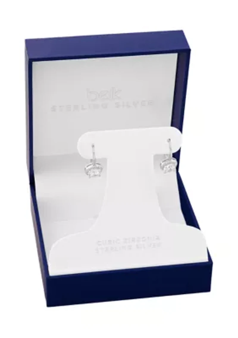 Sterling Silver Round Cubic Zirconia Drop Earrings
