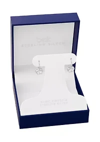 Sterling Silver Round Cubic Zirconia Drop Earrings