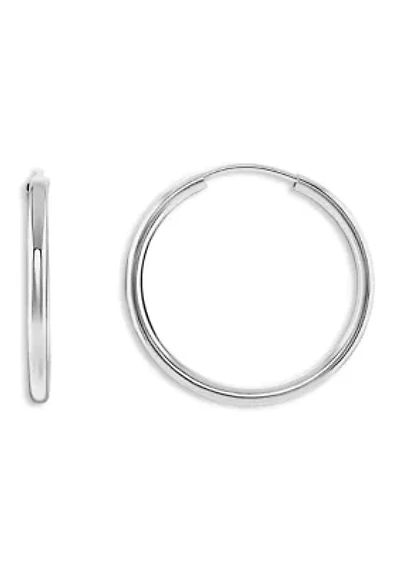 Sterling Silver 25 Millimeter Polished Endless Hoop Earrings