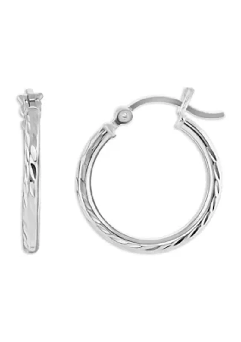 Sterling Silver Diamond Cut 20 Millimeter Click Top Hoop Earrings