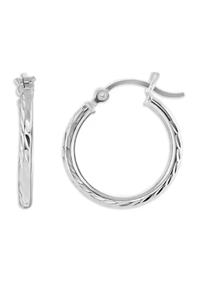 Sterling Silver Diamond Cut 20 Millimeter Click Top Hoop Earrings